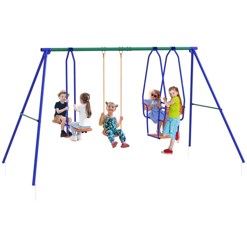 Three-In-One Kids Metal Swing Set with Swing, Glider & Rocking Chair – Ages 3+