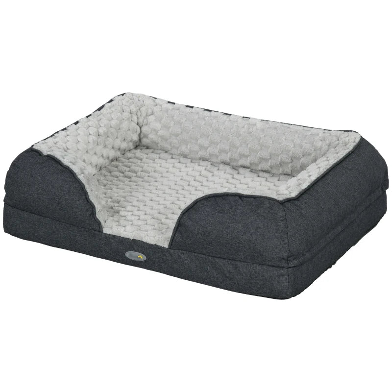 Small Dog Pet Bed – Charcoal Grey, Calming Mattress with Cover