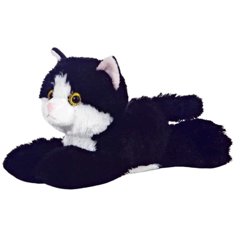 New Aurora Flopsies 20cm Black & White Cat Plush Cuddly Soft Toy Kitten Teddy Animal Gift