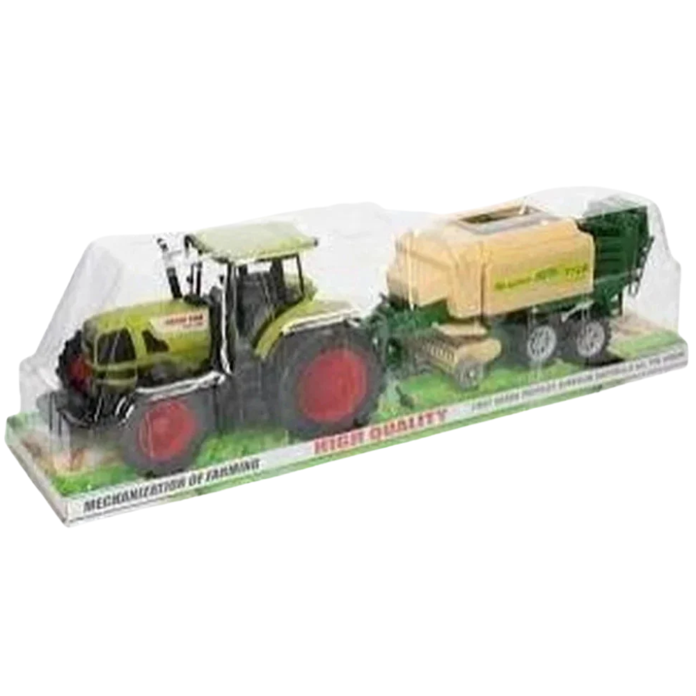 Tractor with Baler Toy Farm Vehicle for Kids, Realistic Agricultural Playset Gift for Children
