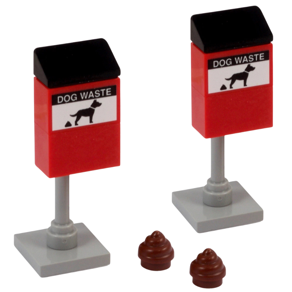 Lego Dog Waste Bins & Dog Poos Pack of 2 New Park City Street Accessories Genuine Lego Parts