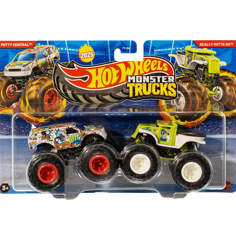 Hot Wheels Monster Trucks Demolition Doubles Potty Central Vs Really Gotta Go 1:64 2-Pack