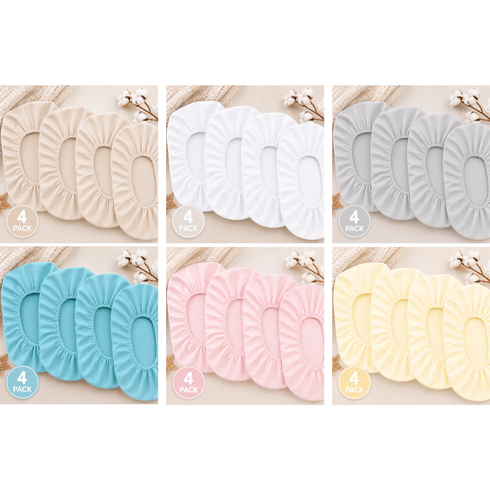 4 Pack 100% Cotton Jersey Fitted Sheets 75x30cm for Moses Basket Pram Bassinet