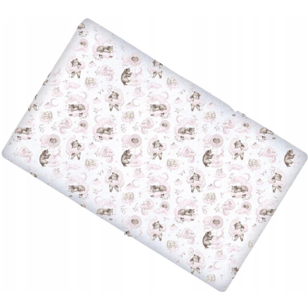 Baby Fitted Cot Sheet 120 × 60cm 100% Cotton Printed Mattress Sheet Pink Bears Design