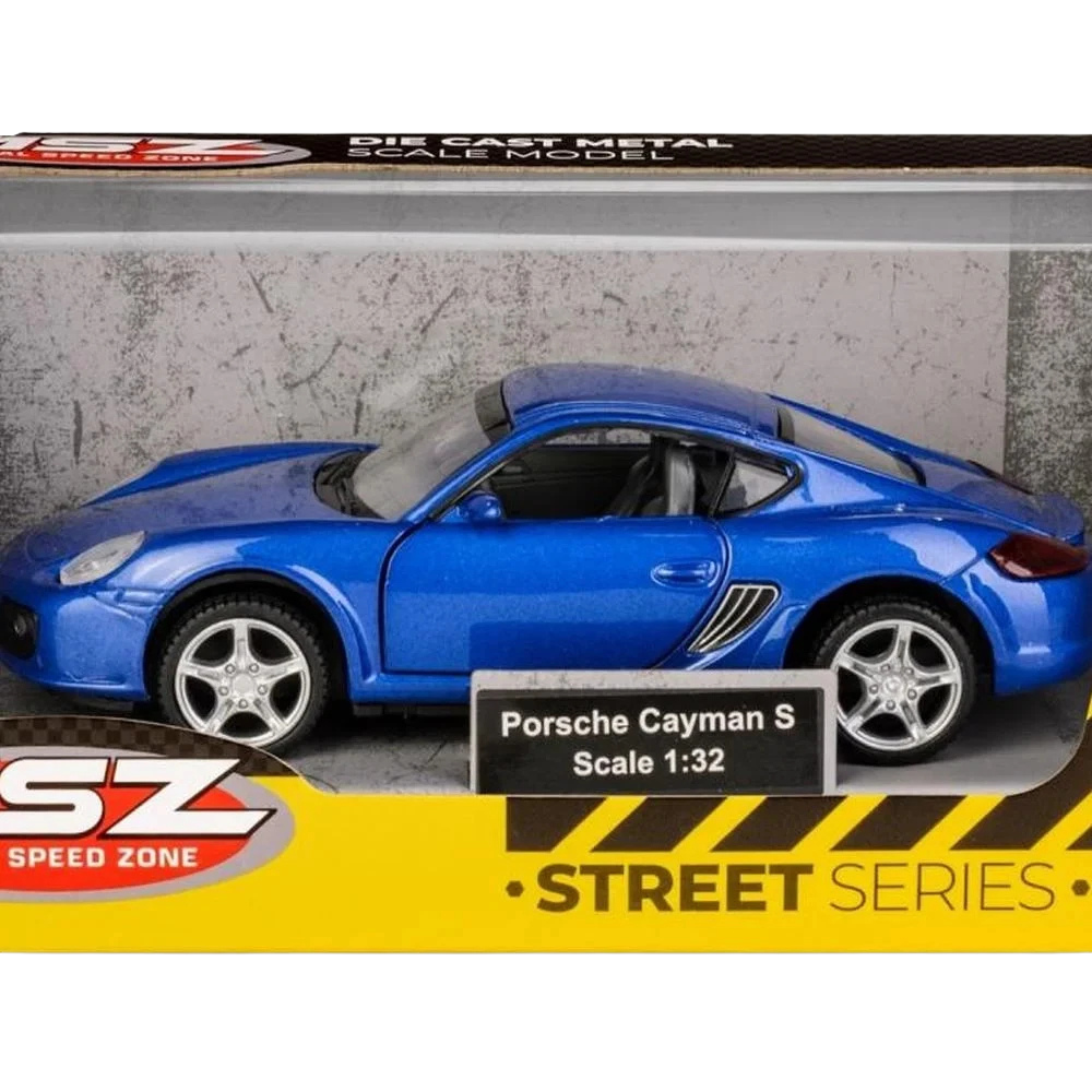 Blue Porsche Cayman S Model Car Toy, Collectible Sports Vehicle for Kids and Car Enthusiasts