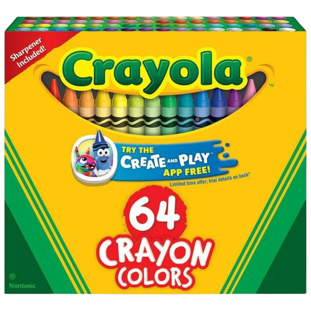 Crayola 64 Crayon Colors Kids Arts & Crafts New Box with Sharpener Stationery Set