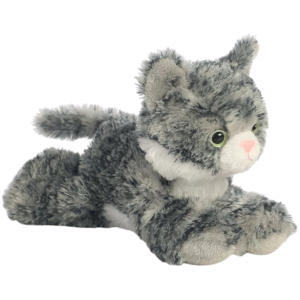 New Aurora 8" Lily Silver Grey Tabby Cat Plush Cuddly Soft Stuffed Toy Teddy Bear Gift