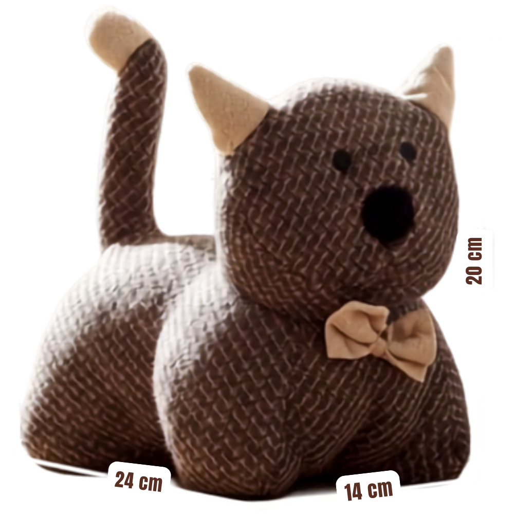 Novelty Cat Door Stop with Bow Tie Soft Tweed Weighted Decorative Floor Stopper for Home