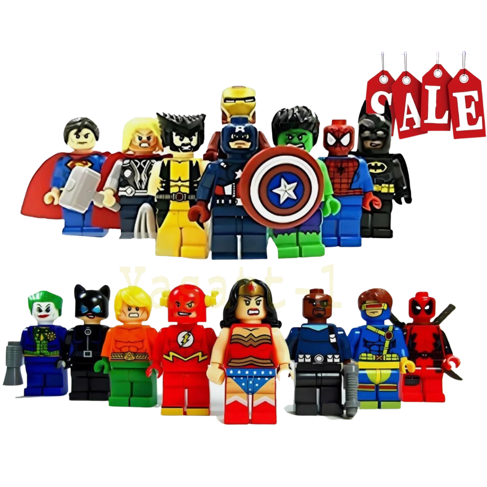 16 Pcs Superhero Mini Figure Set Marvel Avengers Dc Comic Characters Compatible Building Toys