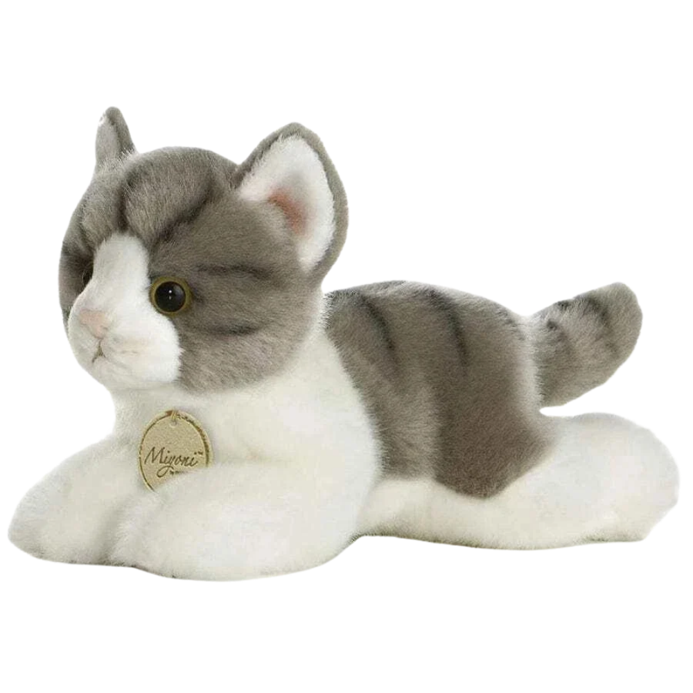 Aurora Miyoni Grey Tabby Cat 20cm Plush Soft Toy Stuffed Animal Teddy Gift for Kids New