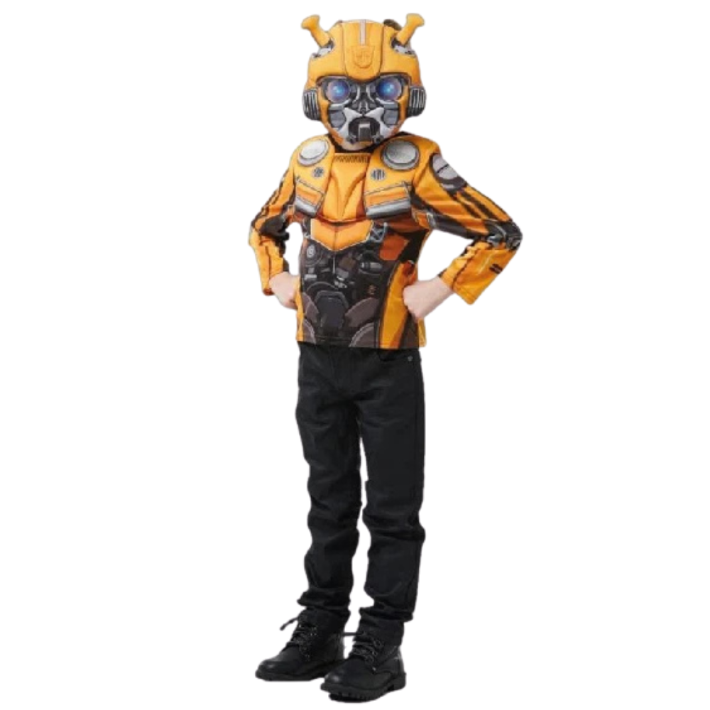 Rubie's Transformers Bumblebee Muscle Chest Top & Mask Costume Set Kids Age 3-8 Years