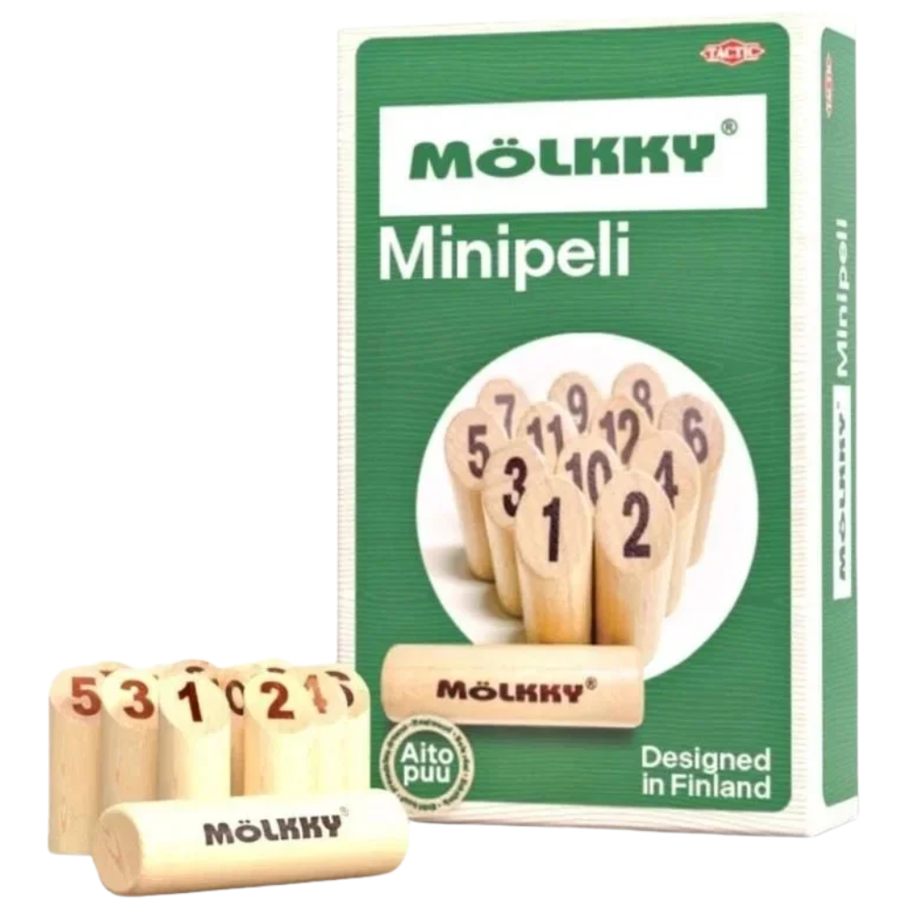 Molkky Mini Game Outdoor Wooden Skittles Set, Fun Family Board Game for Kids and Adults