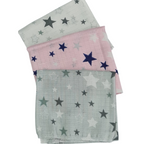 3 Pack Xl Large Printed Muslin Squares for Babies, Reusable 100% Cotton Nappy Cloths