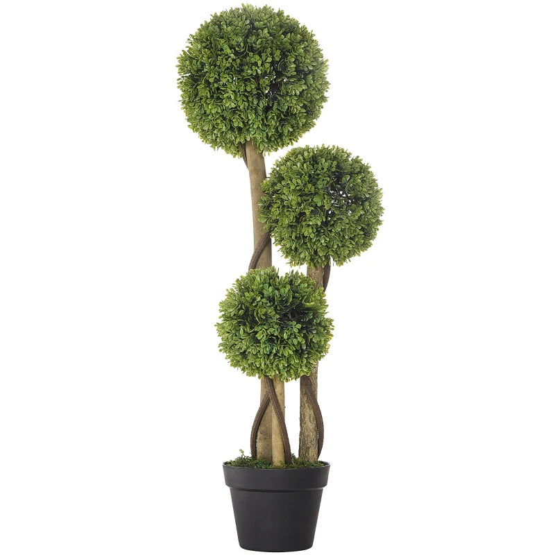 Decorative 90cm Fake Boxwood Topiary Trees in Pots – Set of 2 Plants