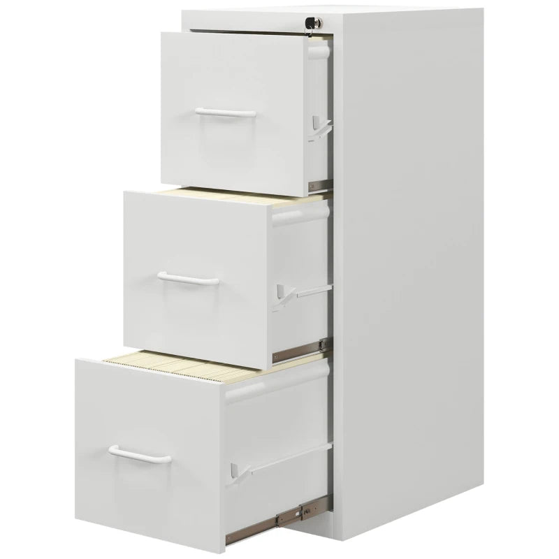 Cream Steel Filing Cabinet with Three Drawers