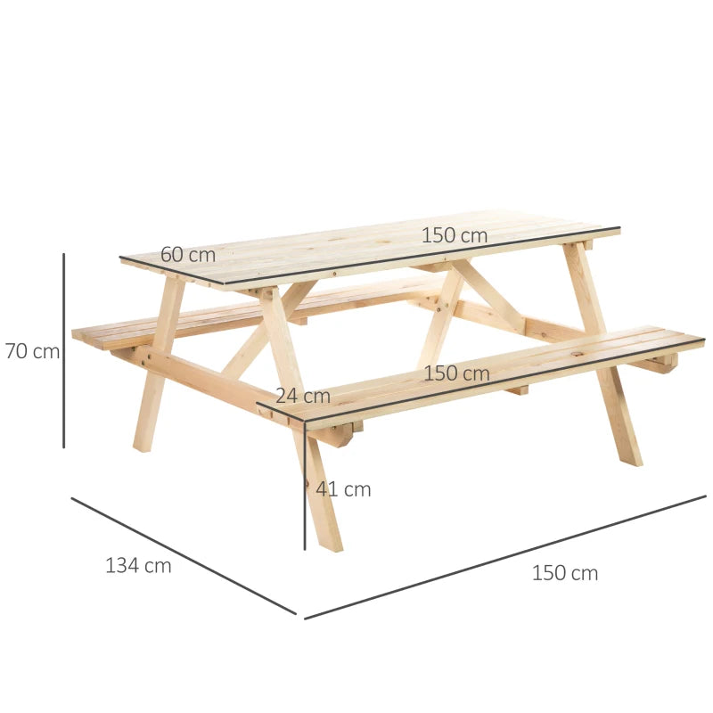 6-Person Wooden Garden Table with Bench & Parasol Slot
